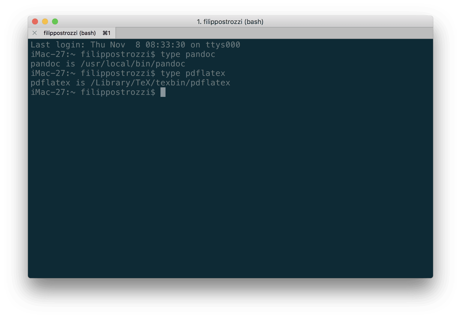 iTerm recupero cartelle con comando type