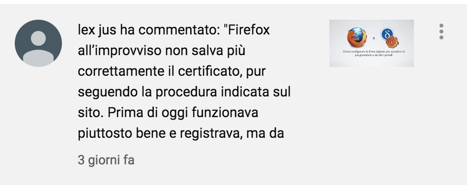 Richiesta pervenutami su YouTube