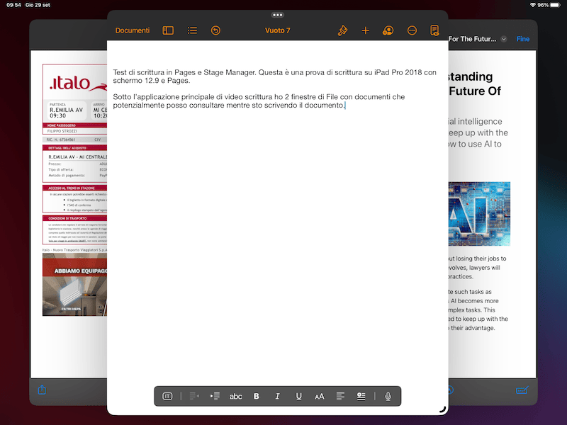 Esempio di Pages e 2 PDF in Stage Manager