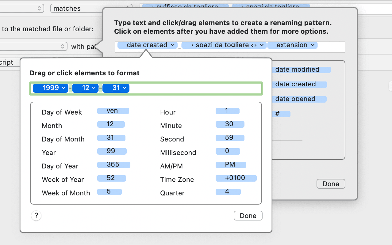 Esempio di inserimento e formattazione della data di creazione del documento