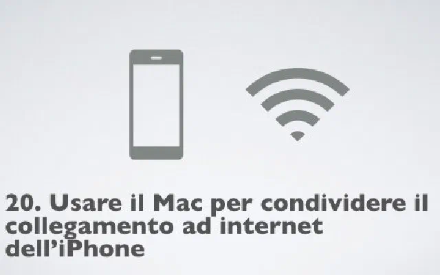 20. Usare il Mac per condividere il collegamento ad internet  dell’iPhone