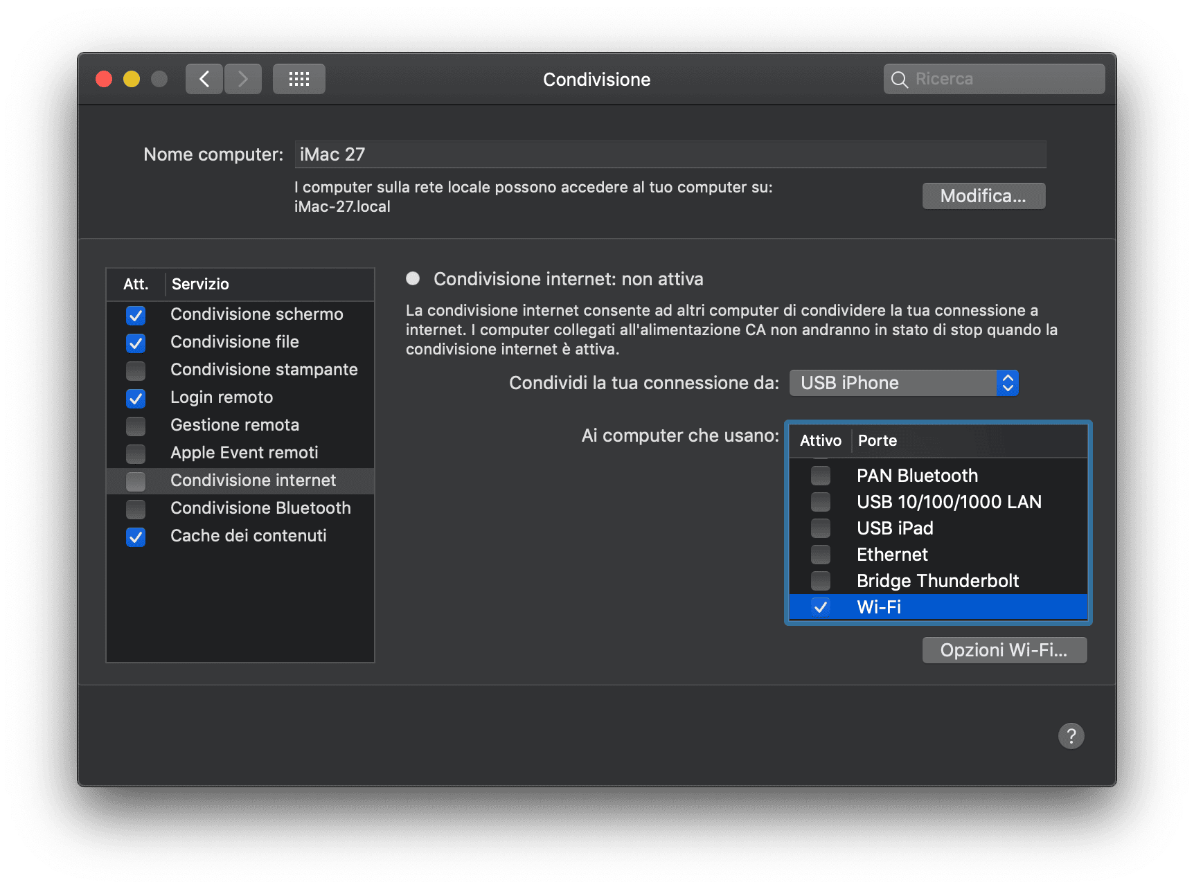  Condivisione: Condivisione internet 
