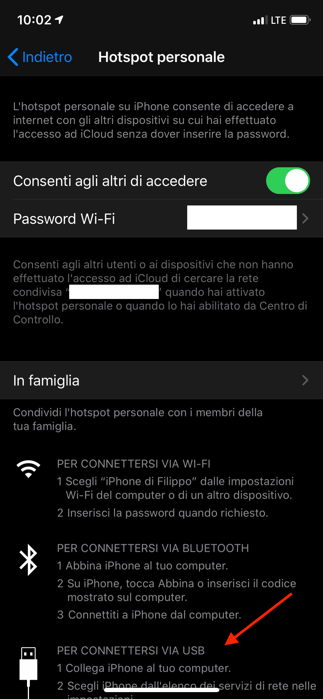  Hotspot personale in Impostazioni 