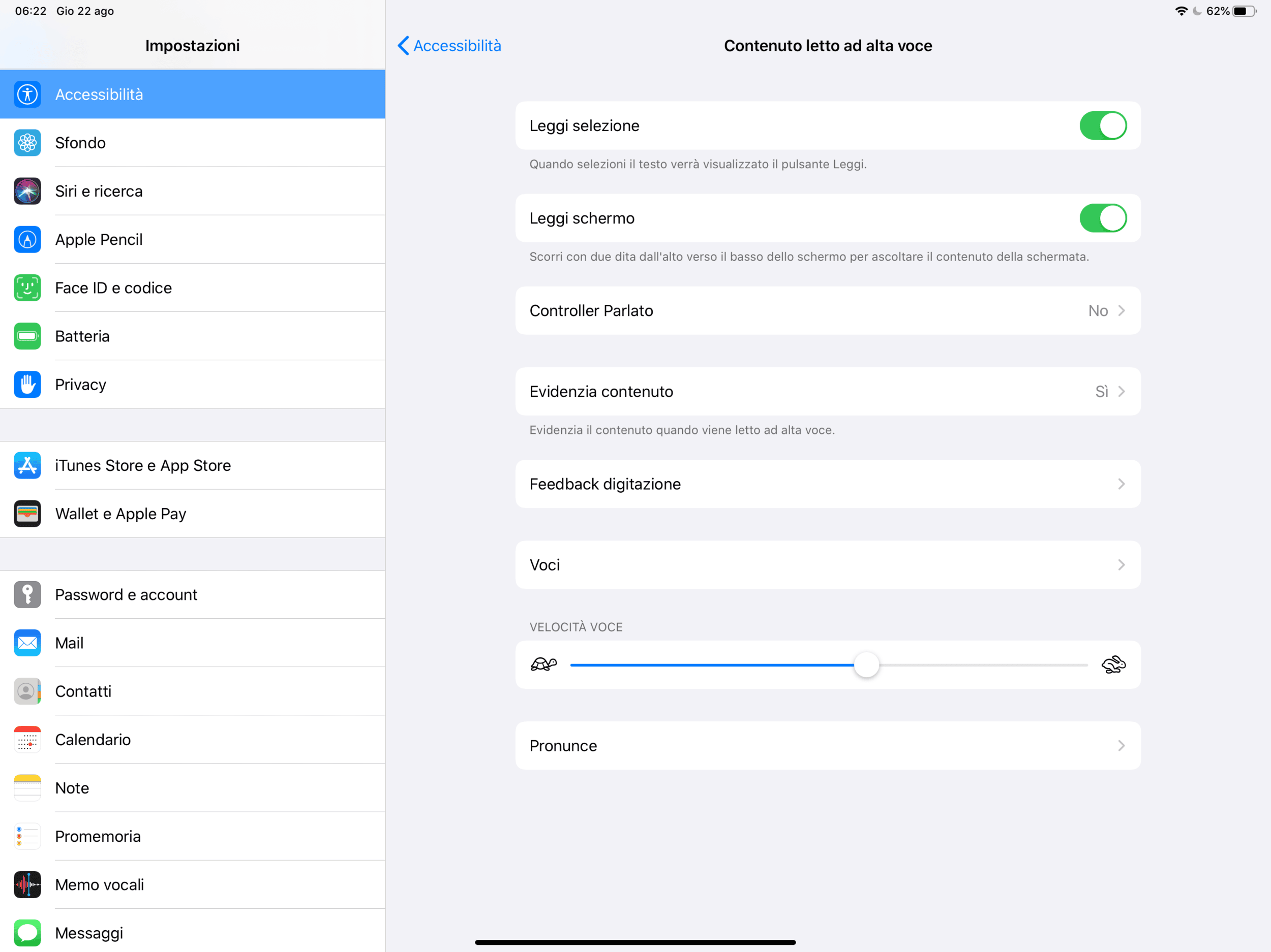  Schermata delle impostazioni di iOS 